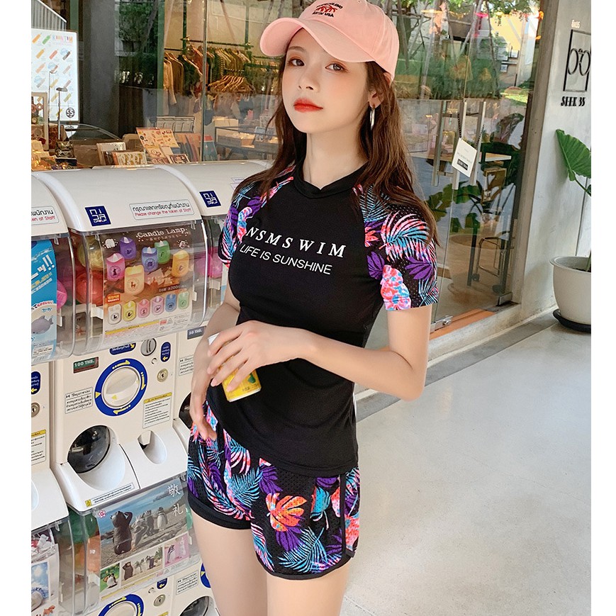 Bộ đồ bơi nữ ngắn tay kiểu Hàn Quốc | BigBuy360 - bigbuy360.vn