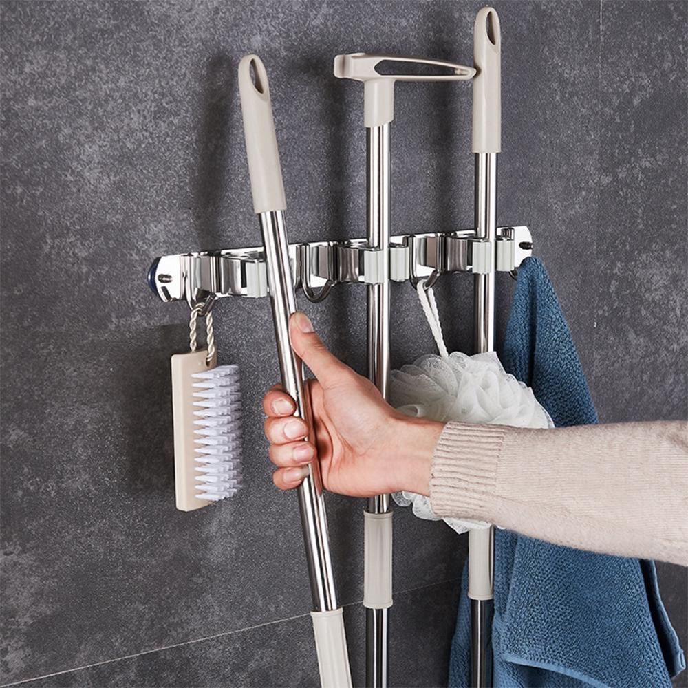 Giá Đỡ Chổi / Cây Lau Nhà Gắn Tường Không Cần Khoan Tiện Dụng