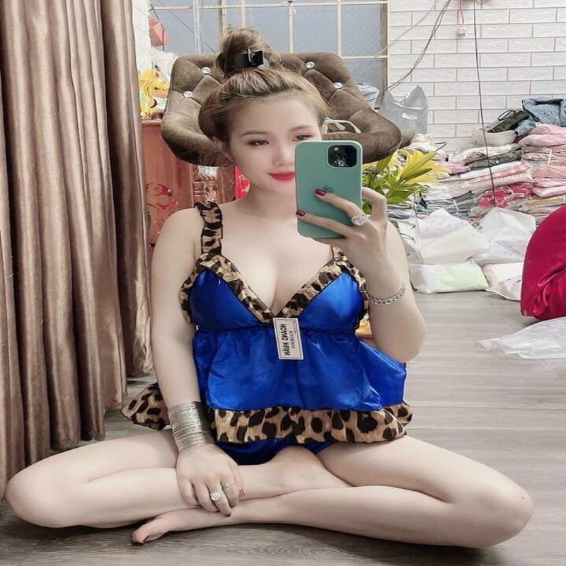 Đồ ngủ sexy nữ FREE SHIP Đồ ngủ hai dây phối ren chất lụa phi hai dây có mút ngực