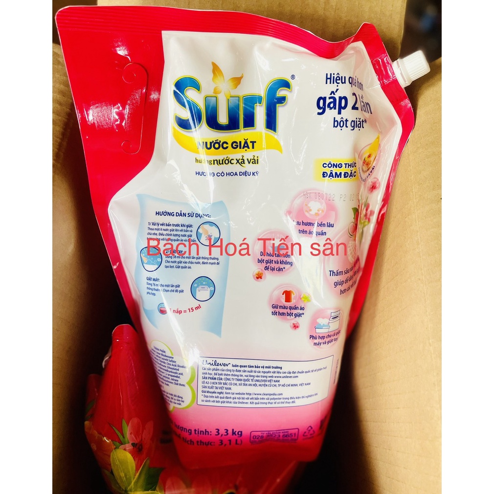 Nước giặt Surf Đậm đặt túi 3,1 kg-3,3 kg