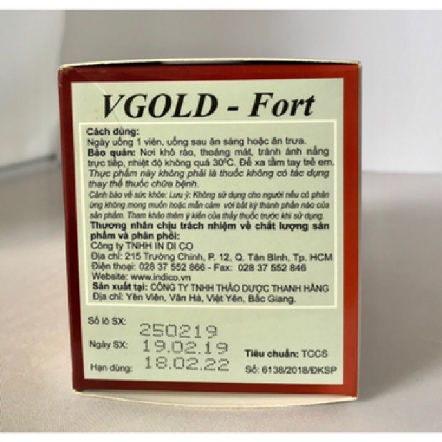 Viên Uống Tăng Cường Chức Năng Gan - VGOLD FORT (60 viên/ hộp)