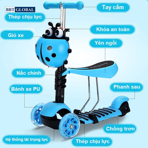 Xe trượt Scooter cho bé BBT Global 3 trong 1 SK1305