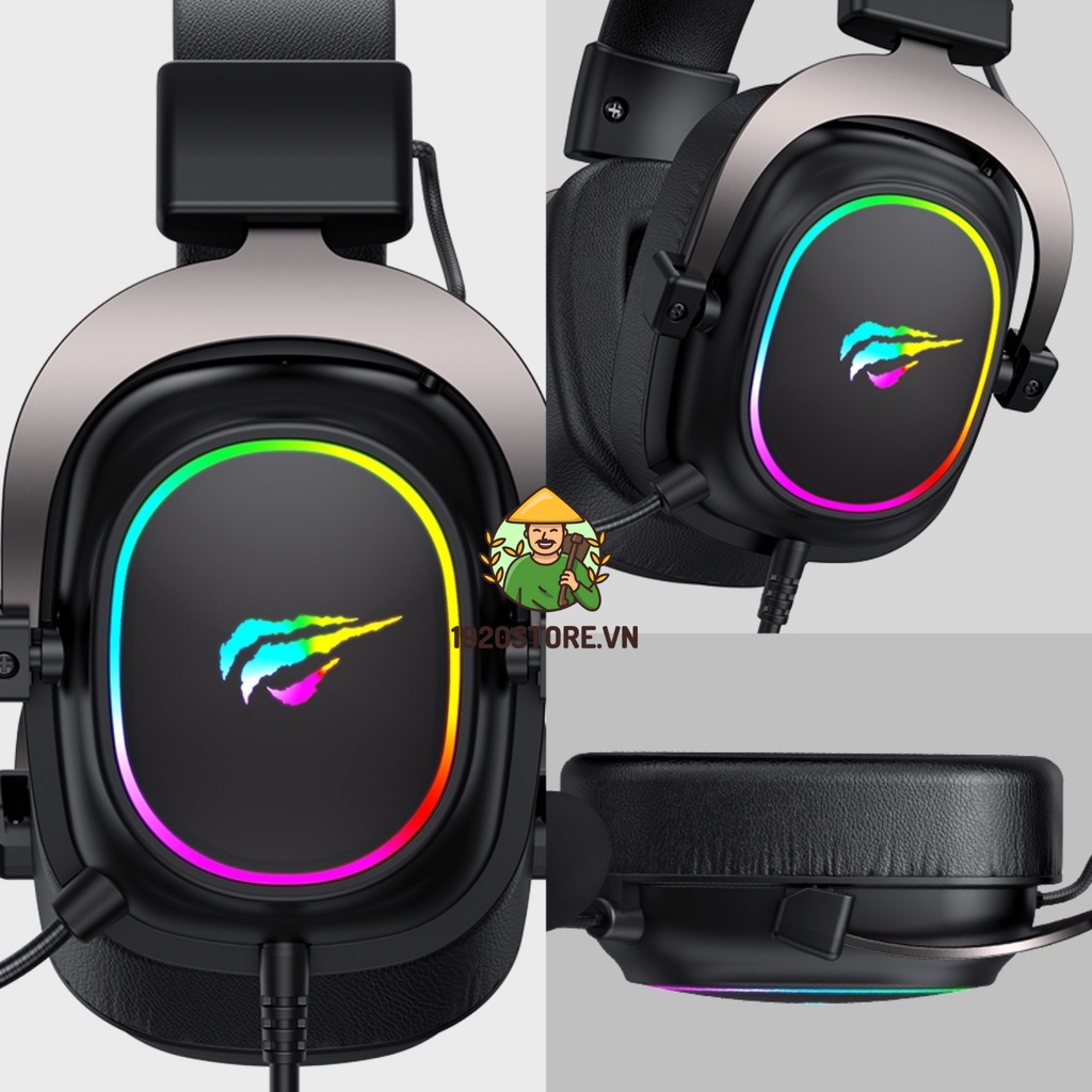 Tai Nghe Gaming Headphone HAVIT H2002P, Driver 53mm, Đèn RGB 36 Màu, Giả Lập 7.1 - Chính Hãng BH 12T