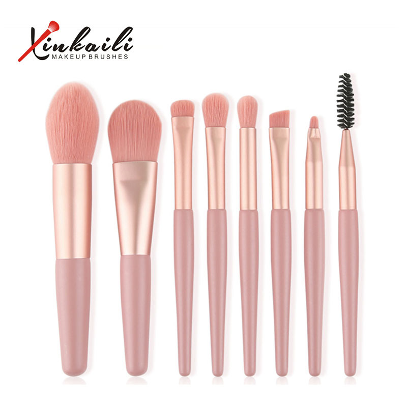 [Hàng mới về] Bộ 8 cọ trang điểm lông mềm tay cầm gỗ chất lượng cao tiện dụng