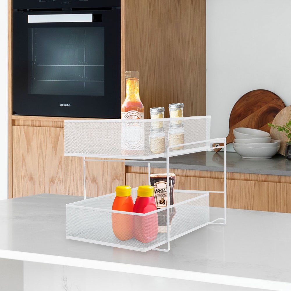 HomeBase KECH Kệ lưu trữ lưới thép dạng trượt 2 tầng L Thái Lan W25.3xD34xH32.2cm