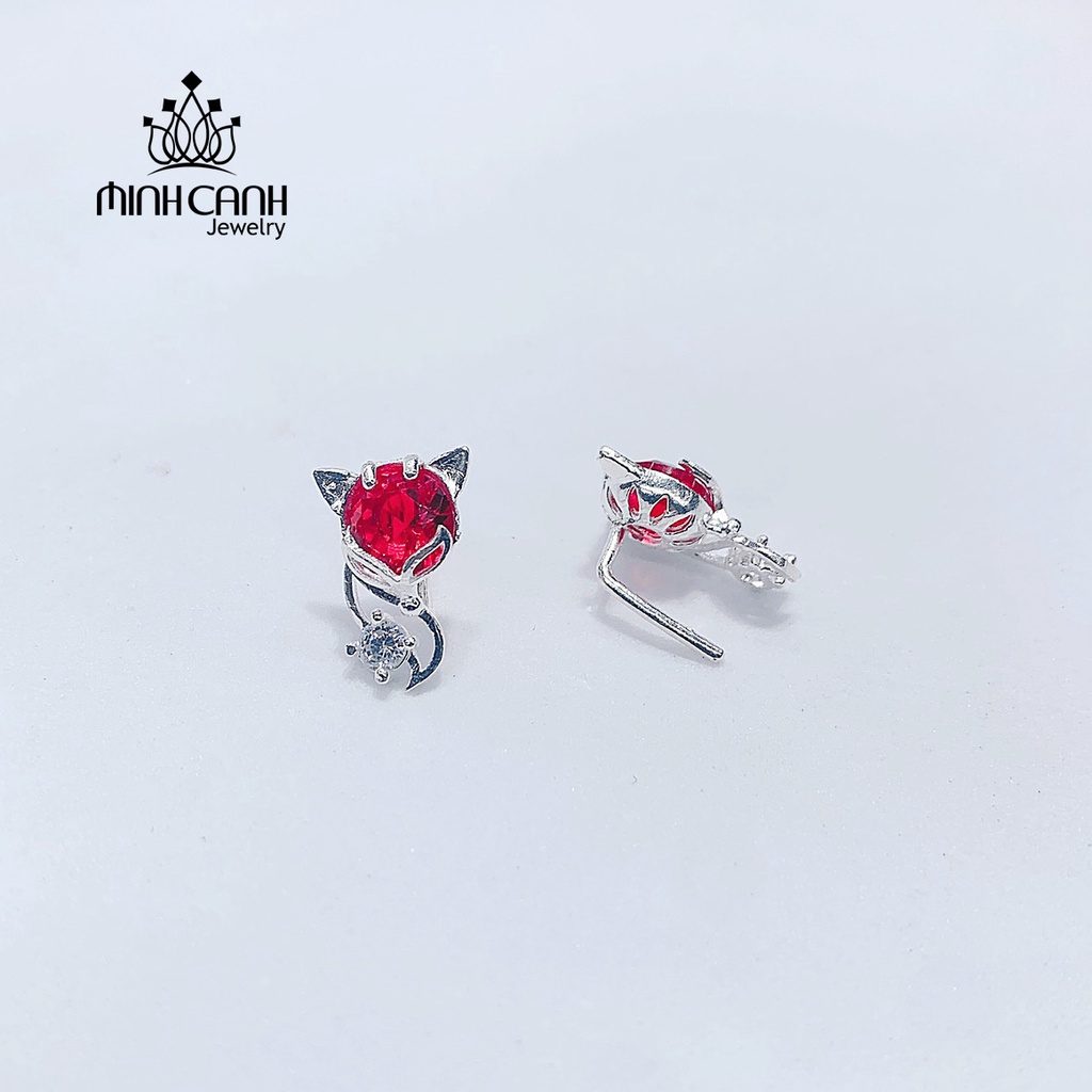 Bông Tai Bạc Hồ Ly Dáng Kẹp Đá Màu Minh Canh Jewelry