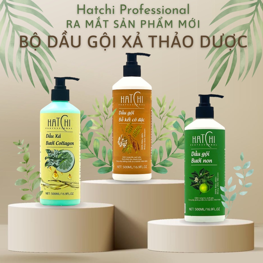 Bộ Dầu Gội Xả Thảo Dược Ngăn Ngừa Hư Tổn Và Gãy Rụng Hữu Cơ Organic Hatchi 500ml