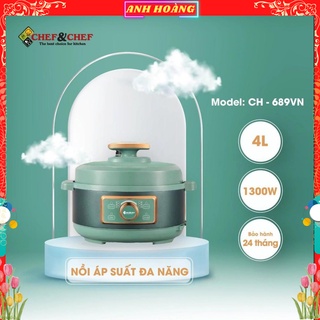 Nồi áp suất đa năng chef&chef ch-689vn, dung tích 4l màu xanh lục bảo