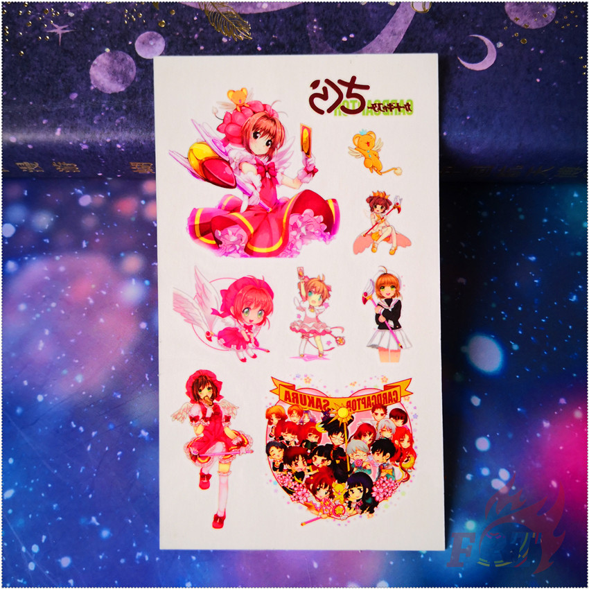 ✿ Card Captor SAKURA Mini Temporary Tattoo Stickers ✿ 1Sheet Kinomoto Sakura Waterproof Tattoos for Sexy Arm Clavicle Body Art Hand Foot
