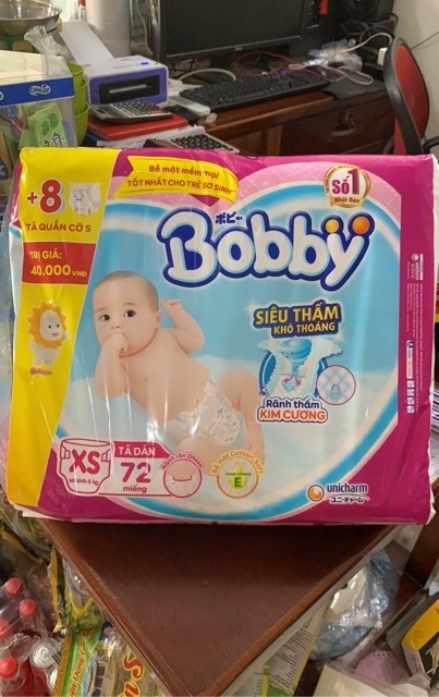 [Tặng Thêm Miếng] Bỉm Bobby Tã Dán Sơ Sinh Bobby Xs(42)-Xs(72)