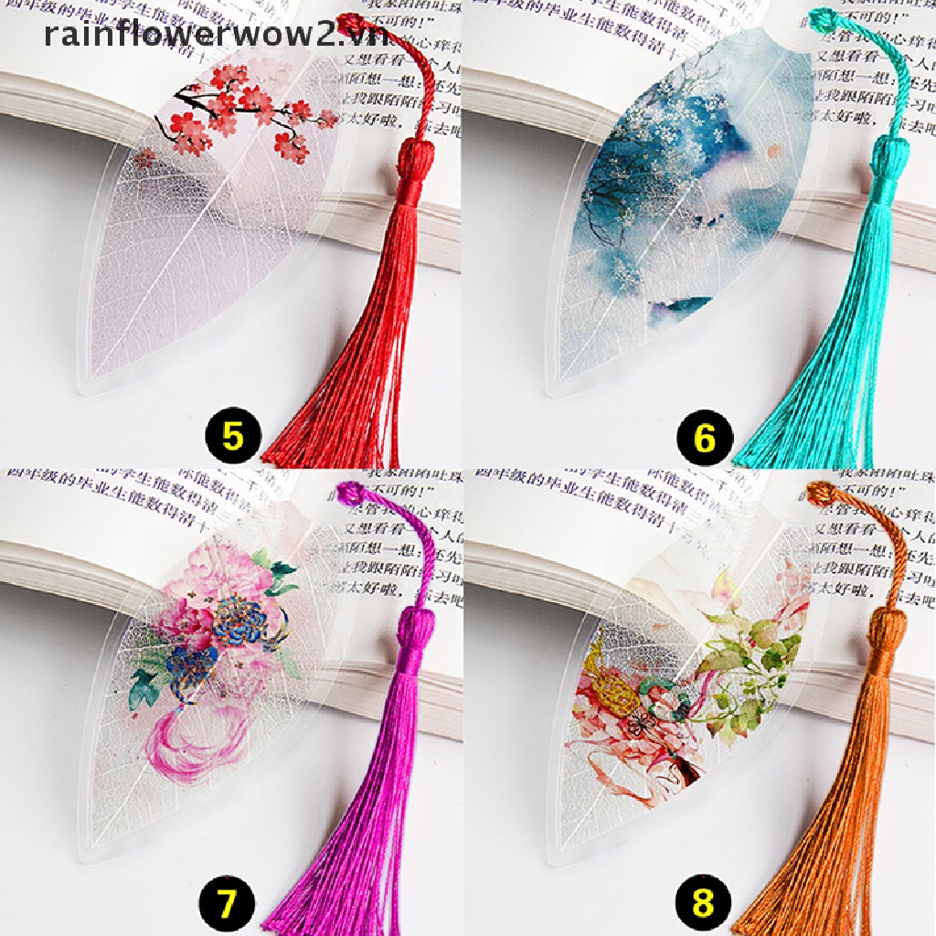 [er] Bookmark Màu Hồng Hình Lá Phong Cảnh Trái Tim Phong Cảnh Cổ Điển Cho Nữ