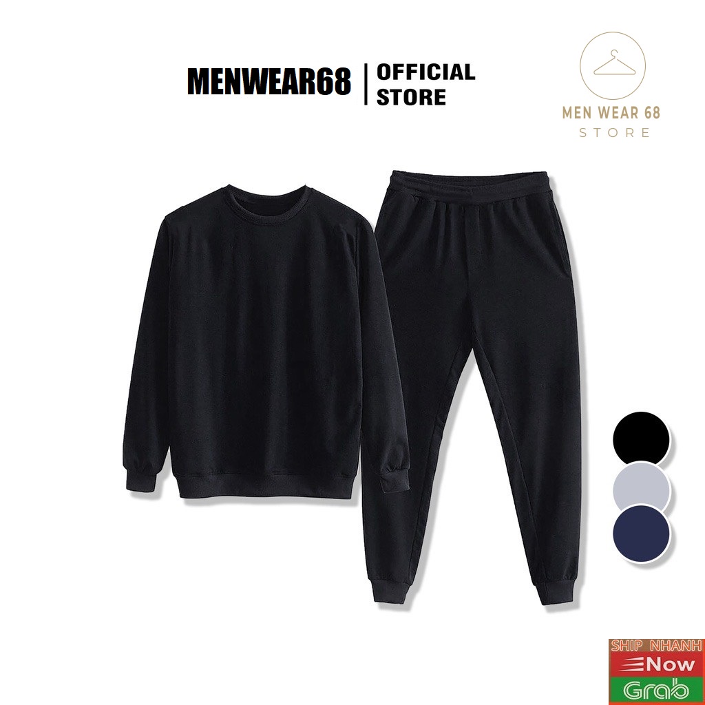 Bộ nỉ nam thu đông thời trang cao cấp MENWEAR68 Bộ thể thao nam 3 màu trơn
