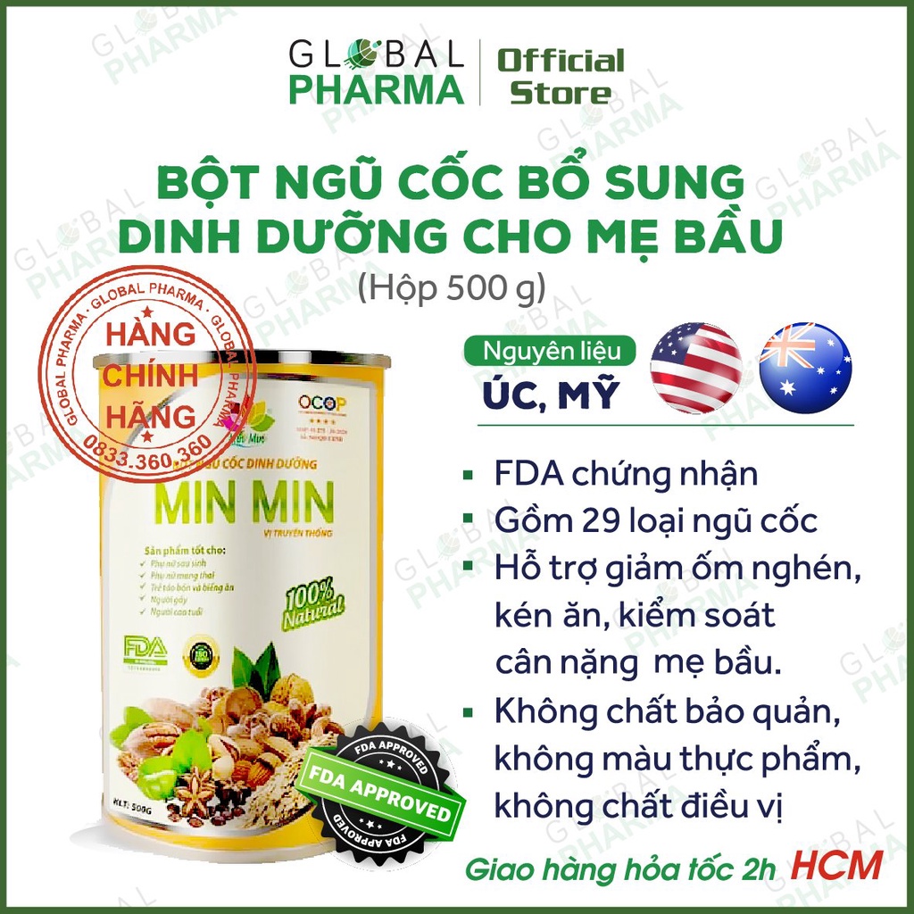 [ORGANIC 100%] Ngũ Cốc MinMin Lợi Sữa, Giảm Nghén, Phục Hồi Sức Khỏe Sau Sinh (H/500g) -Không đường, Không chất bảo quản