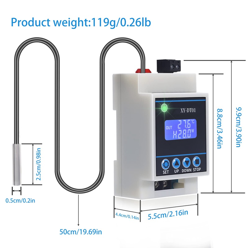 Bộ Điều Khiển Nhiệt Độ Kỹ Thuật Số XY-DT01-40 - 110°Máy Điều Nhiệt Kỹ Thuật Số C Màn Hình LCD Cảm Biến Chống Thấm Nước