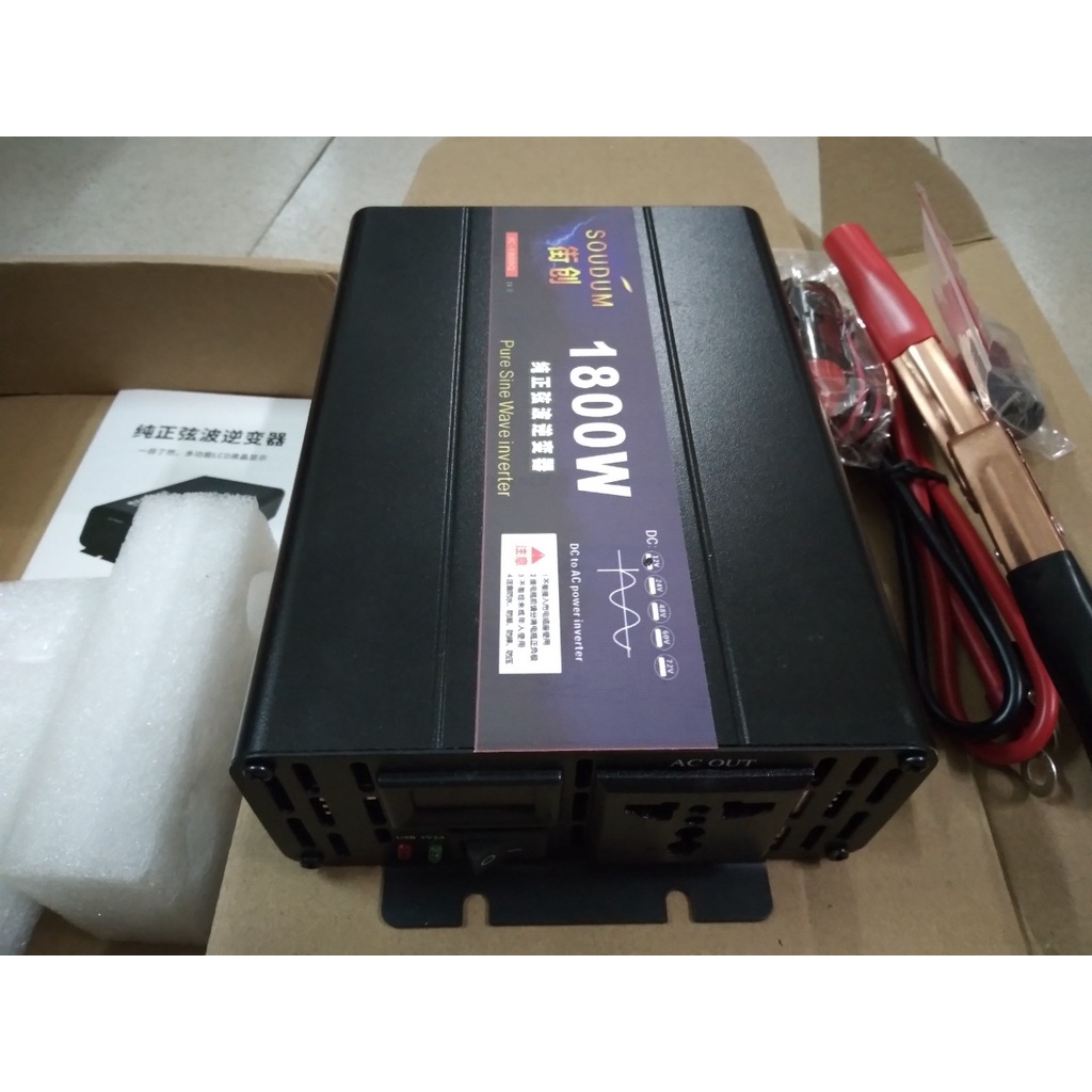 Bộ đổi nguồn inverter 12v lên 220v 1800W Sóng Sin chuẩn- Kich điện sóng sin tinh khiết1800W