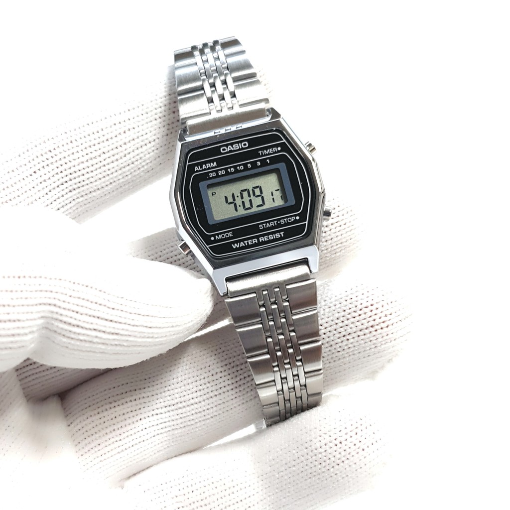 Đồng hồ nữ điện tử Casio chính hãng Anh Khuê LA690WA-1DF dây thép