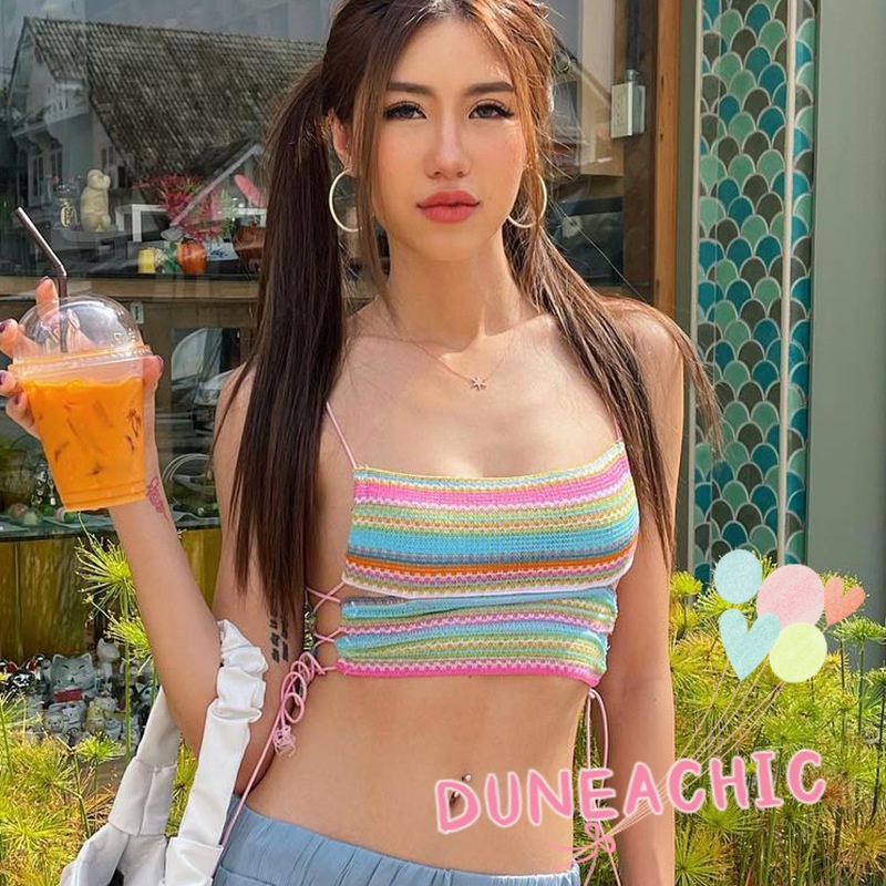 DUNEA Áo Hai Dây Màu Sắc Thời Trang Cho Nữ