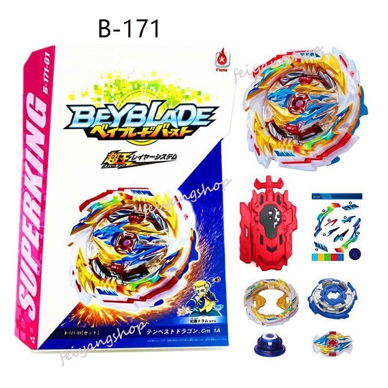 Beyblade Burst B-176 Superking Hollow Deathscyther B-175 Lucifer The End B-173 Infinite AchillesB-172 World B-171 Tempest Dragon B-167 Sparking SuperKing Booster Mirage Fafnir