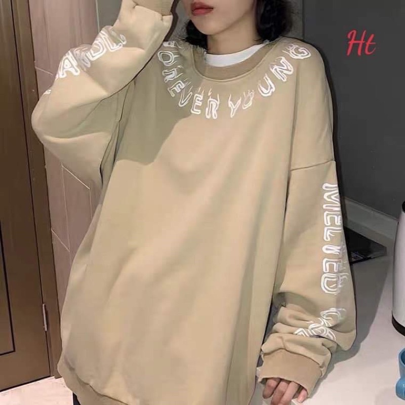 Áo nỉ bo chữ khói tay cổ HT12