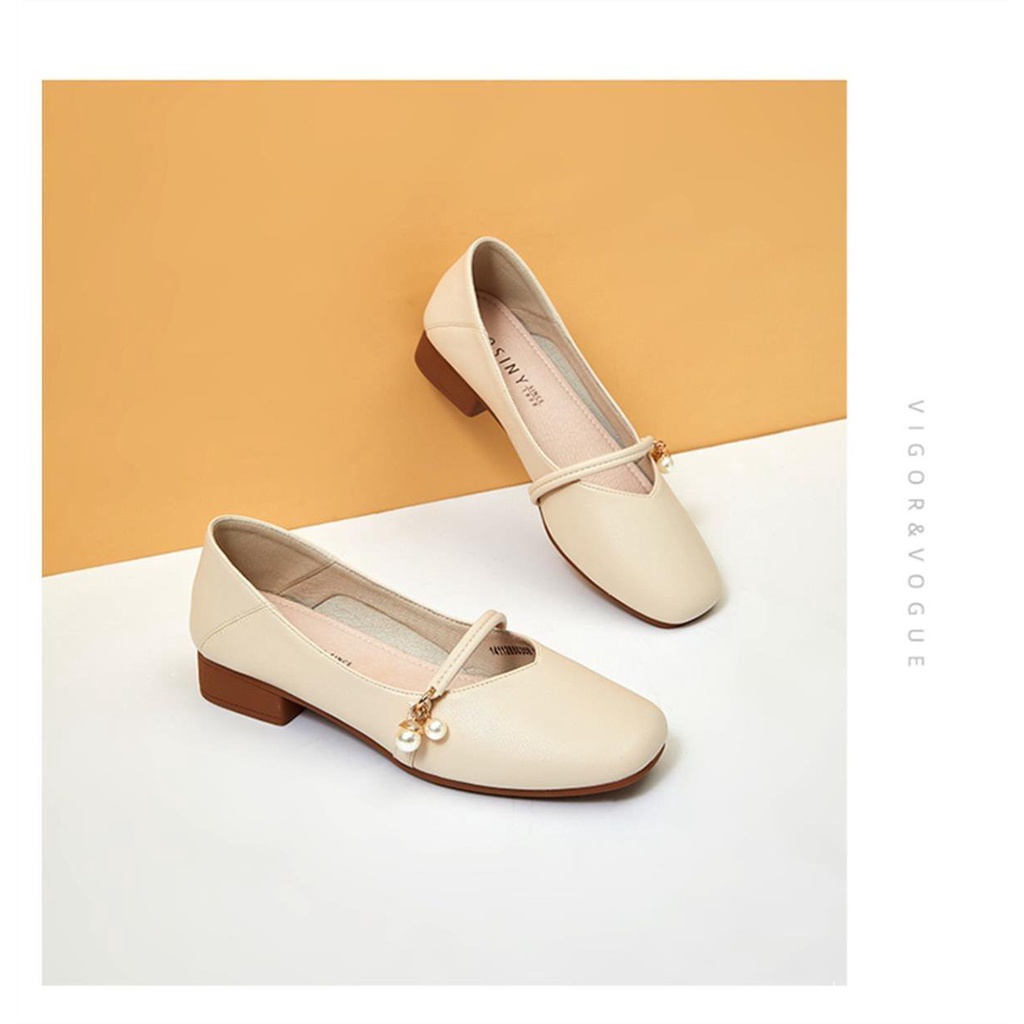 Giày gót thấp mũi tròn đế mềm ngọt ngào thời trang nữ tính