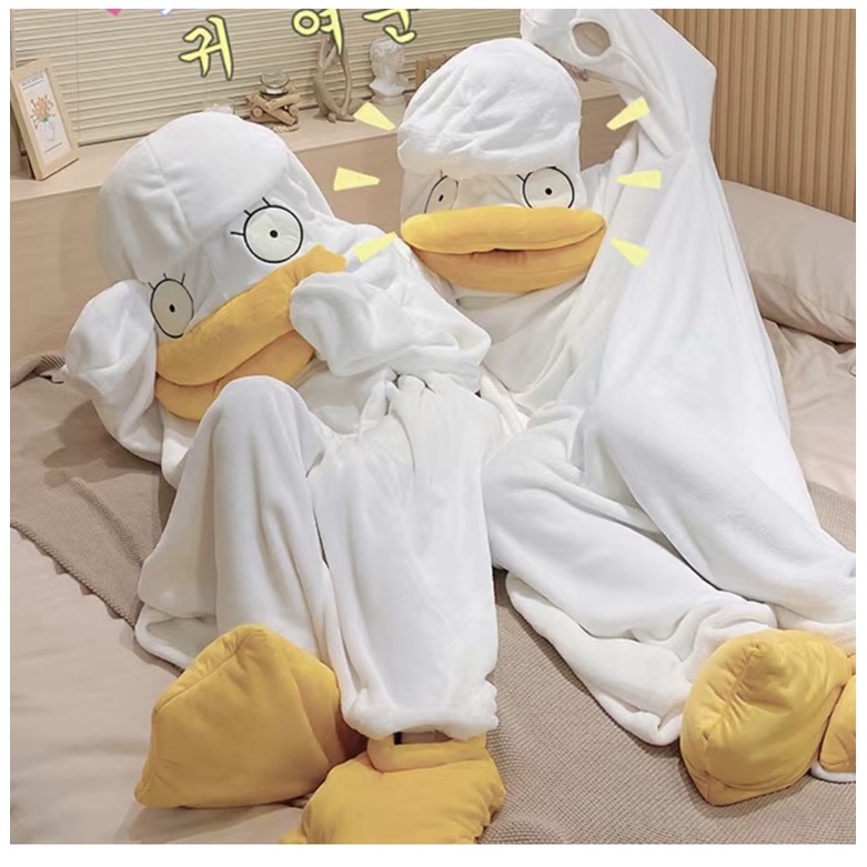 (Sẵn ảnh thật hình cuối) Bộ áo ngủ, váy ngủ, túi ngủ hình con vịt siêu cute (dép+áo)