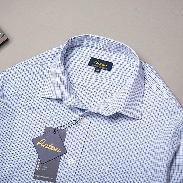 Áo Sơ Mi Nam Công Sở Trung Niên Thương Hiệu Anton Dài Tay Vải Cotton Kẻ Caro Đen Trắng – AC155 | BigBuy360 - bigbuy360.vn