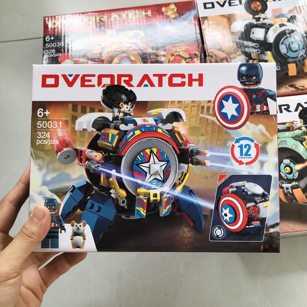 Đồ Chơi Lắp Ghép LEGO's 12in1 Wrecking Ball Hamster CÓ LAZER Siêu Anh Hùng Iron Man, Captain America, Robot, Xe Tăng