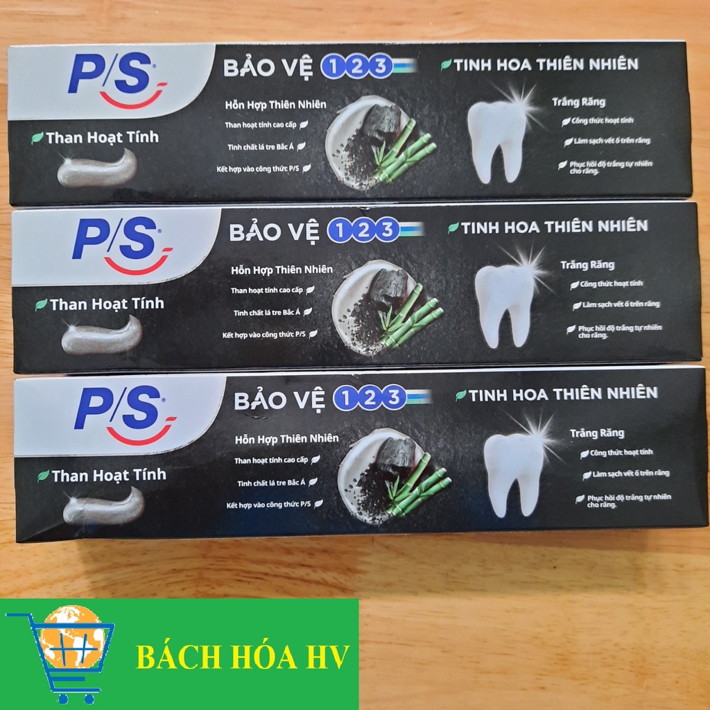 Combo 3 cây kem đánh răng P/S than hoạt tính (180g) - BACH HOA HV