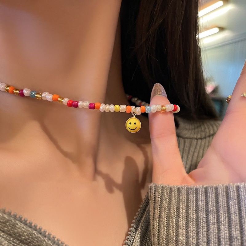 Vòng cổ Chuỗi Hạt Nhiều Màu Hình Mặt Cười Dễ Thương