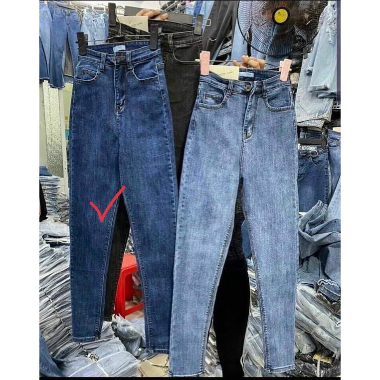 [Size 30-36] Quần Dài Co Giãn Jeans Nữ Bigsize, Lưng Cao Trên Rốn