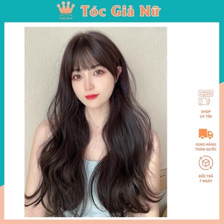 Tóc giả nữ nguyên đầu cao cấp xoăn, tặng kèm lưới trùm, c2069