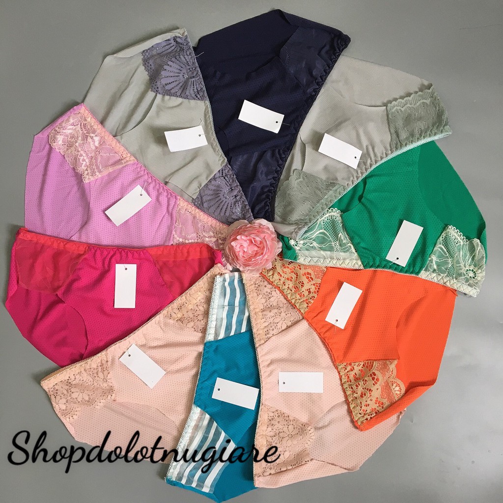 Quần lót cotton thông hơi phối ren hai bên suờn đẹp mát cho chị e từ 45 - 58kg | BigBuy360 - bigbuy360.vn