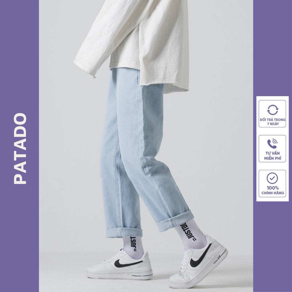 Quần bò jean nam ống suông rộng, quần baggy nam nữ TR01 vải jeans cao cấp không phai màu