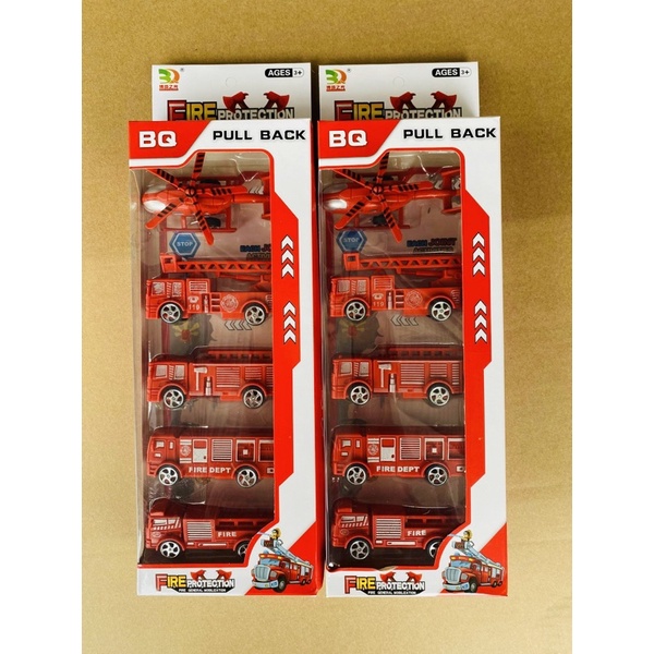 Bộ 5 xe, máy bay bánh đà màu đỏ bằng nhựa an toàn