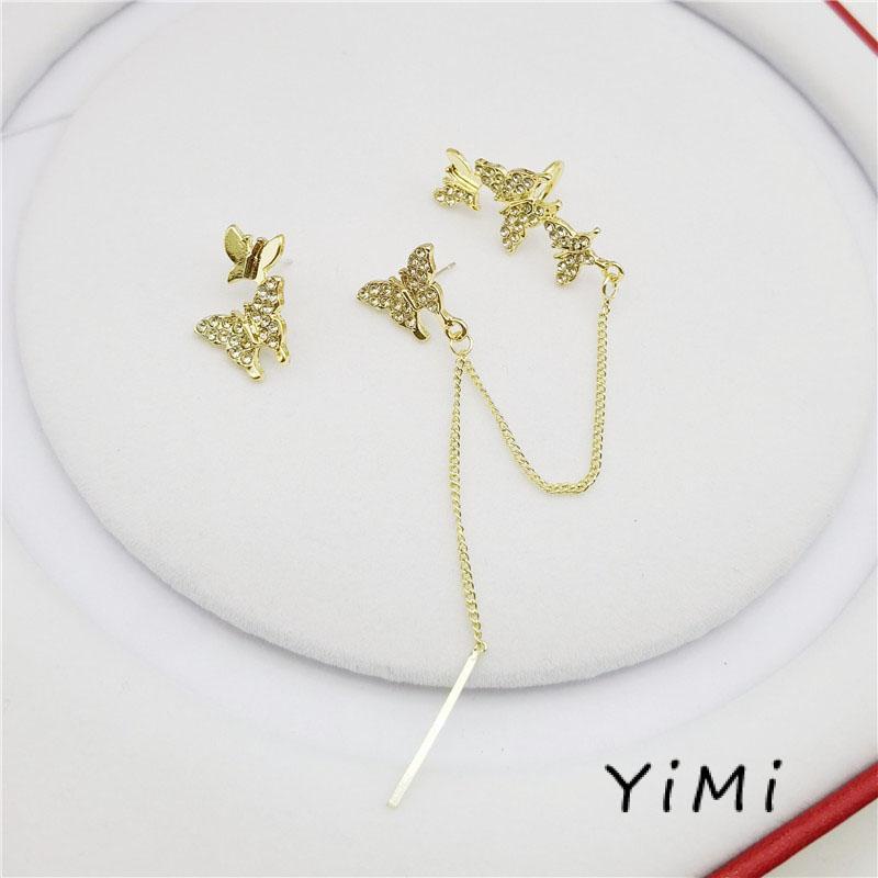 Bông Tai Dạng Kẹp Hình Bướm Phối Tua Rua Thời Trang