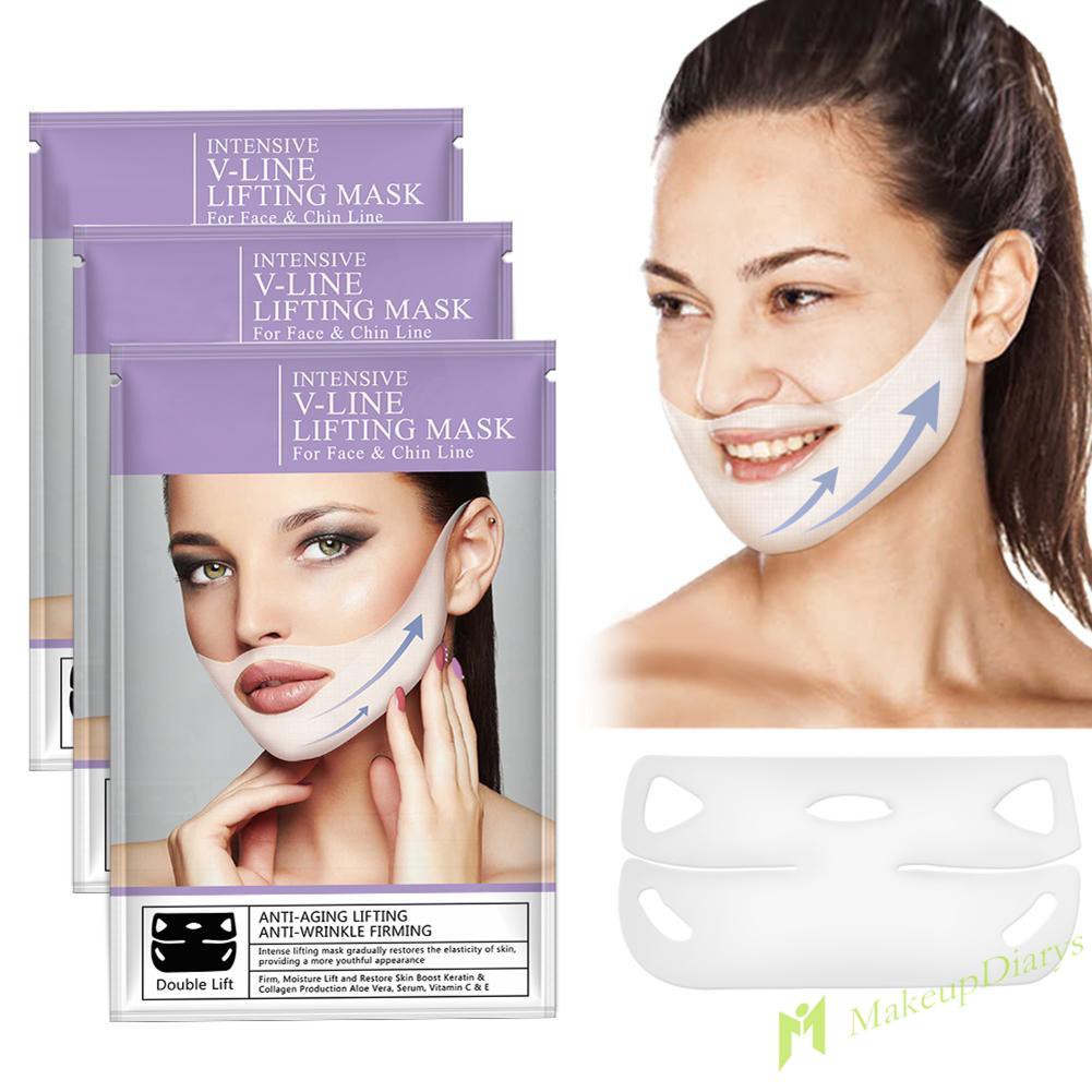 【New Arrival】4pcs/box 4D Double V Face Shape Tension Firming Mask Eliminate Edema Masks