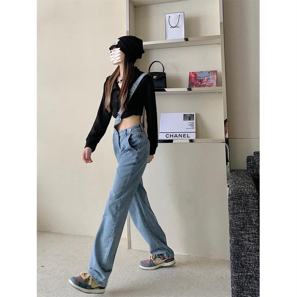 Quần Yếm Denim Dáng Suông Thiết Kế Lệch Tà Thời Trang Đường Phố 2022 Cho Nữ