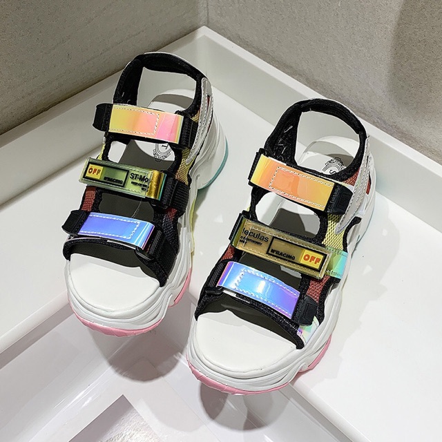 Giày sandal ulzzang 3 QUAI sắc màu đế phối màu cực xinh