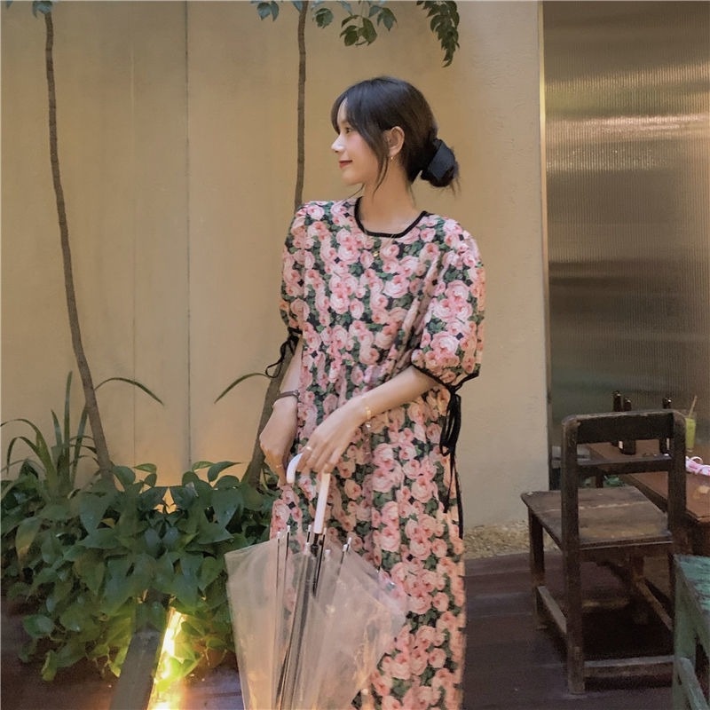 Đầm Dài Dáng Rộng In Hoa Phong Cách Pháp Thời Trang Mùa Hè Cho Nữ