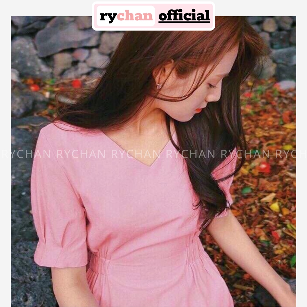 DX904 - Đầm Xòe Tay Phồng Nhún Eo Đầm Đi Chơi Dạo Phố Trẻ Trung