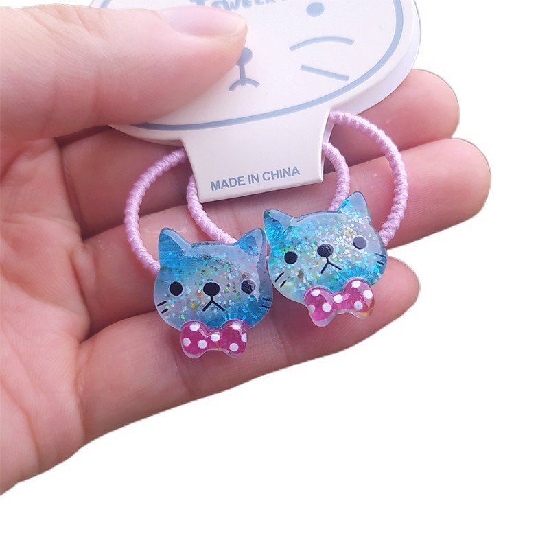 Set 2 Dây Cột Tóc Co Giãn Họa Tiết Hoạt Hình Dễ Thương Cho Bé Gái