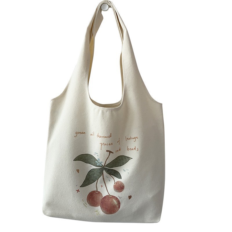 Túi vải canvas đeo vai phong cách Nhật Bản (3 trái Cherry)