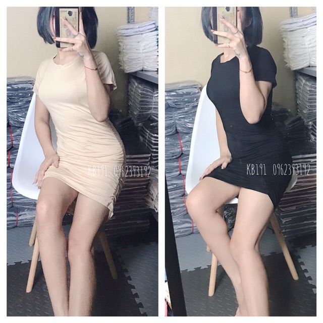 Đầm Body Tay Ngắn Nhún Sườn Sexy - VN09 | BigBuy360 - bigbuy360.vn