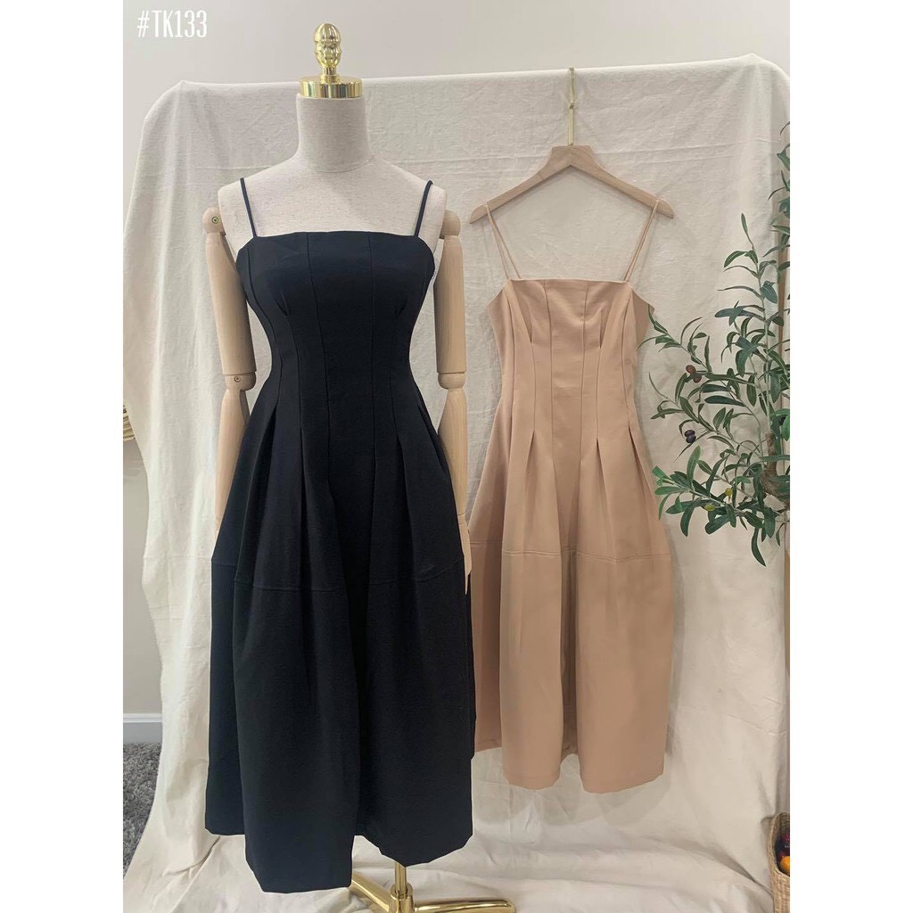 [HÀNG THIẾT KẾ CAO CẤP] Đầm Hai Dây Xòe Tôn Dáng Đi Tiệc Sang Trọng Màu Đen Form Dài | BigBuy360 - bigbuy360.vn