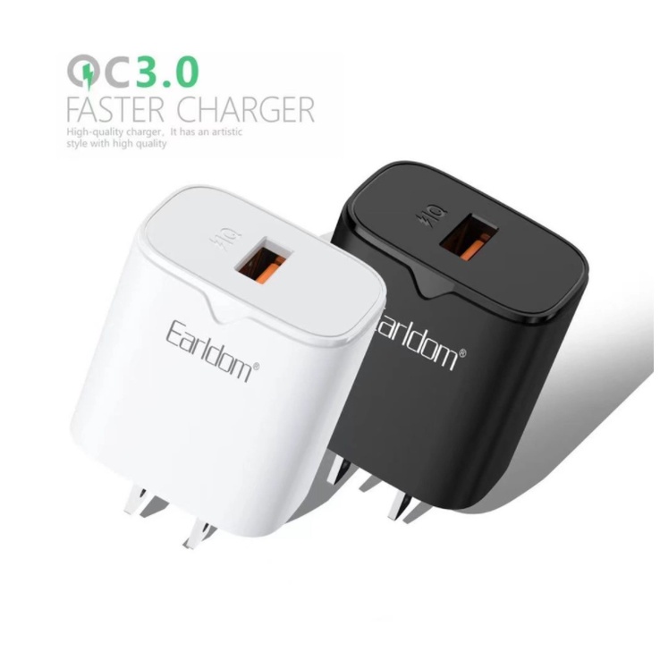 Bộ sạc nhanh QC 3.0 chính hãng Earldom ES-US4 làm từ nhựa ABS cao cấp độ bền cao chống cháy nổ