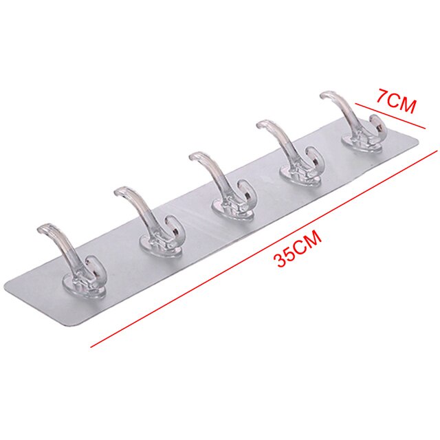 Thanh Treo Đồ Dán Tường 5 Móc Liền Mạch Trong Suốt Siêu Dính