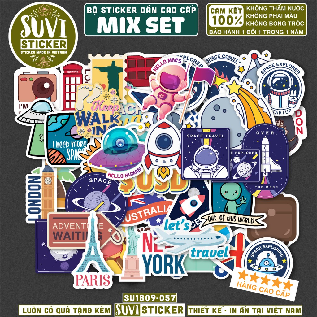 50 Sticker Set Mix 1 chống nước sticker dán laptop, điện thoại, đàn guitar, mũ bảo hiểm, vali. MSP: O01