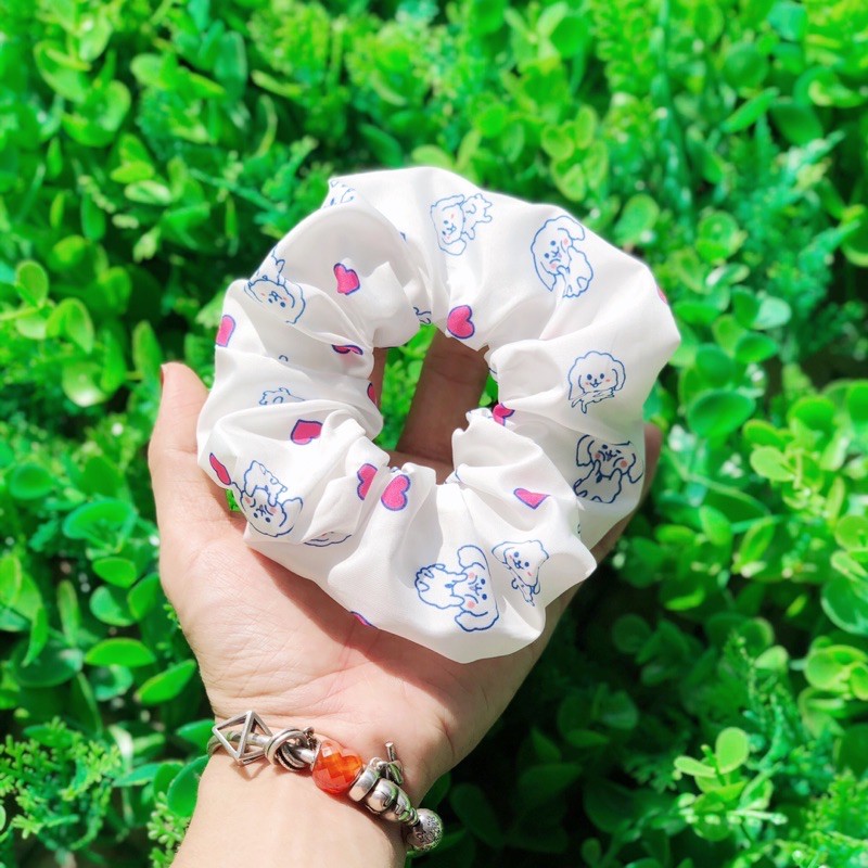 Buộc tóc SCRUNCHIES hoạt hình hoạ tiết thú cưng dễ thương