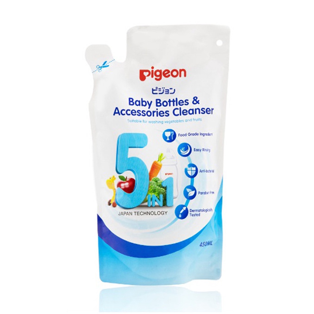 Túi Nước Rửa Bình Sữa Pigeon, Rửa Rau Củ Và Phụ Kiện, It bọt, An Toàn Cho Bé_Bịch 450ml