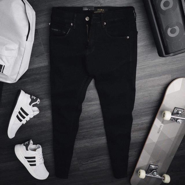 Quần jean nam đen rách gối vải xịn không xù không nhăn xuất khẩu cao cấp hàng shop